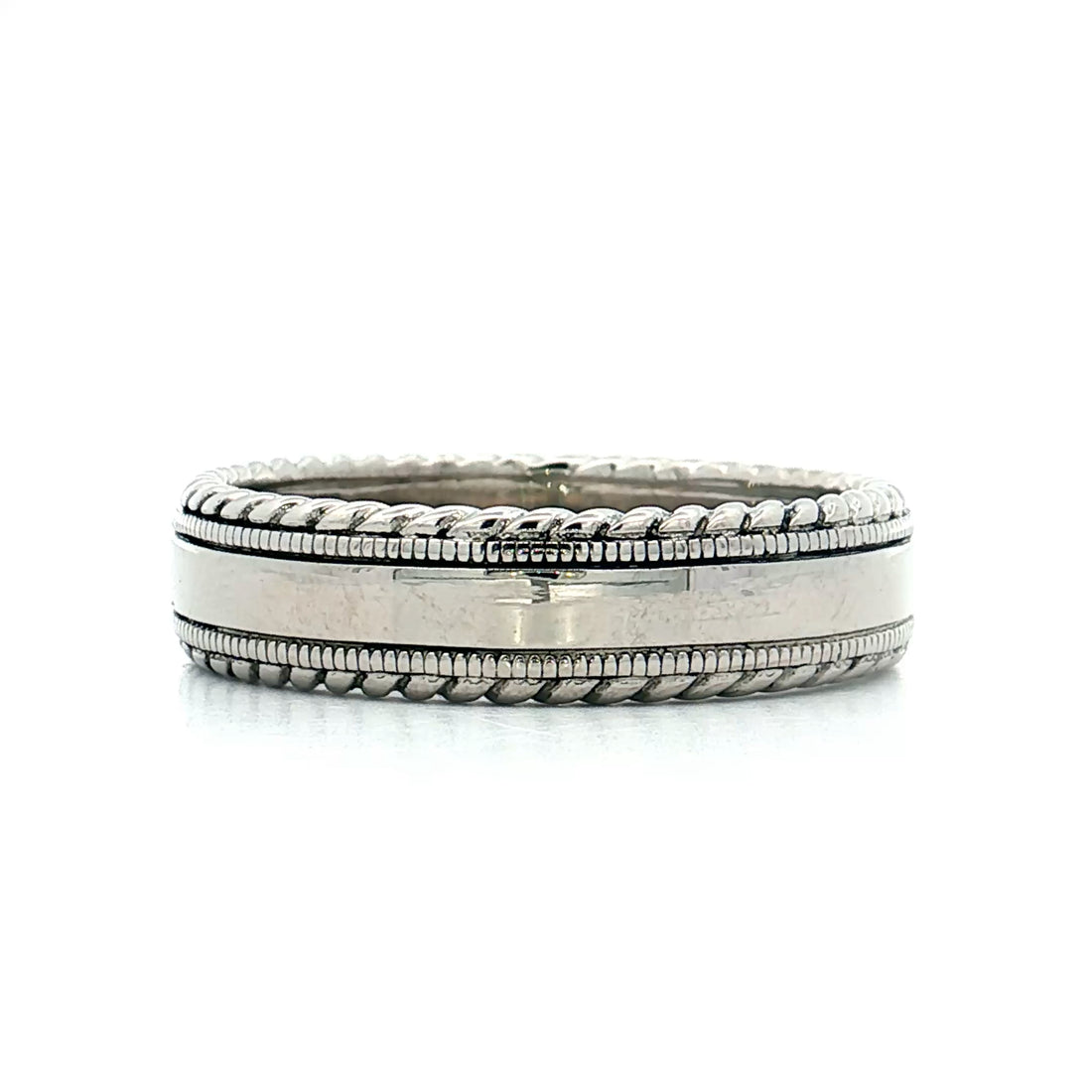Men's Double Milgrain Wedding Band in Platinum
