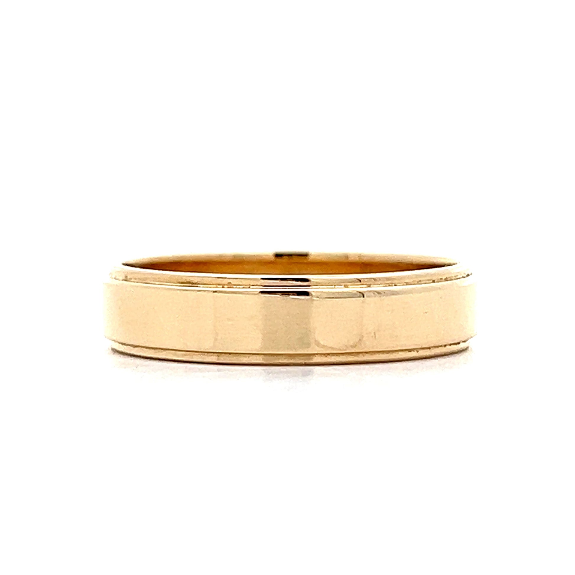 Mens 5mm Flat Step Edge Wedding Band in 14k