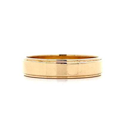 Mens 5mm Flat Step Edge Wedding Band in 14k