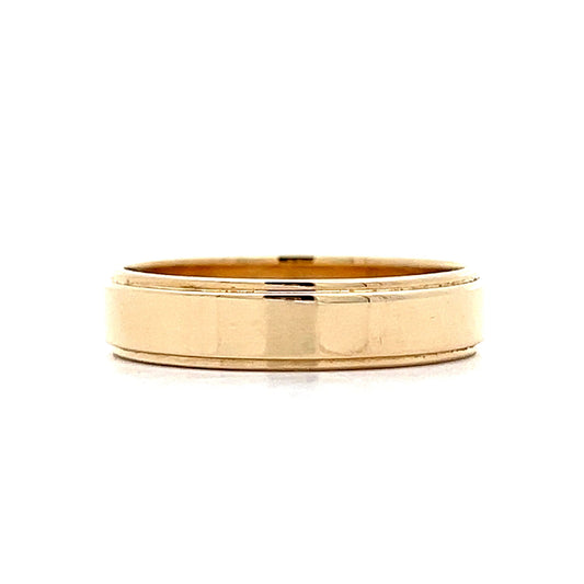 Mens 5mm Flat Step Edge Wedding Band in 14k