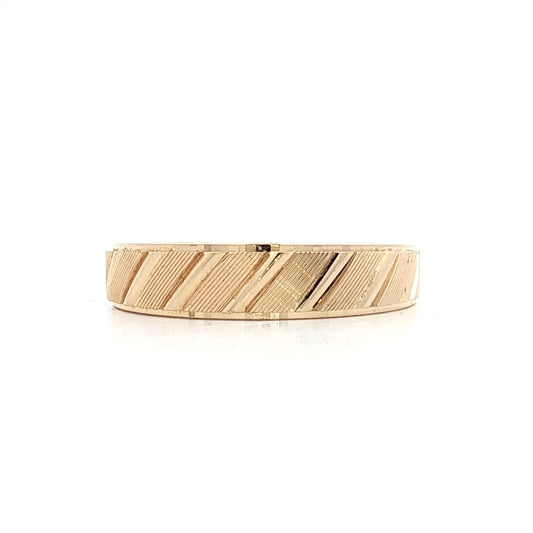 Mens 5mm Textured Wedding Band 14k Yellow Gold