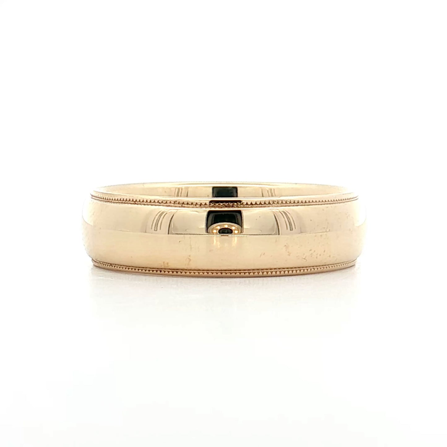 Mens 6mm Milgrain Step Edge Wedding Band 14k