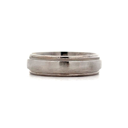 Mens Brushed Finish Step Edge Band in Palladium