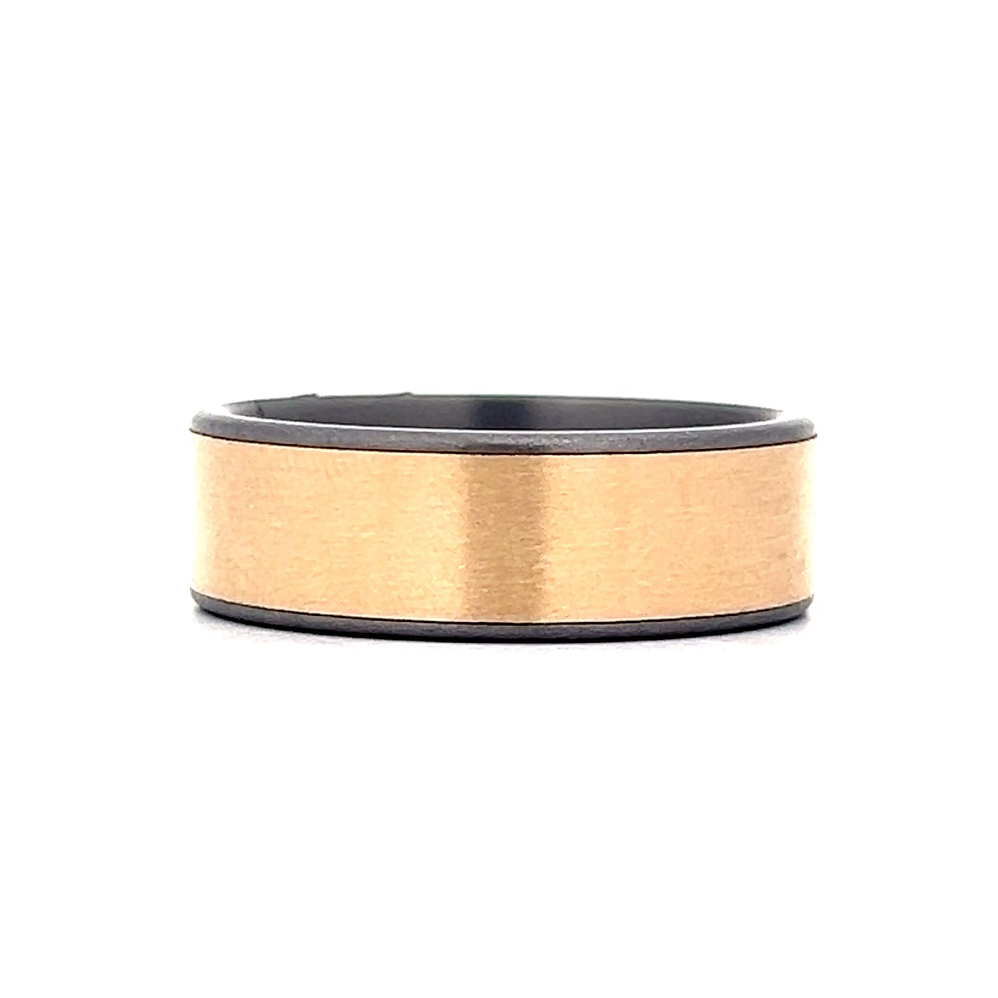 Mens Brushed Tantalum Wedding Band in 14k