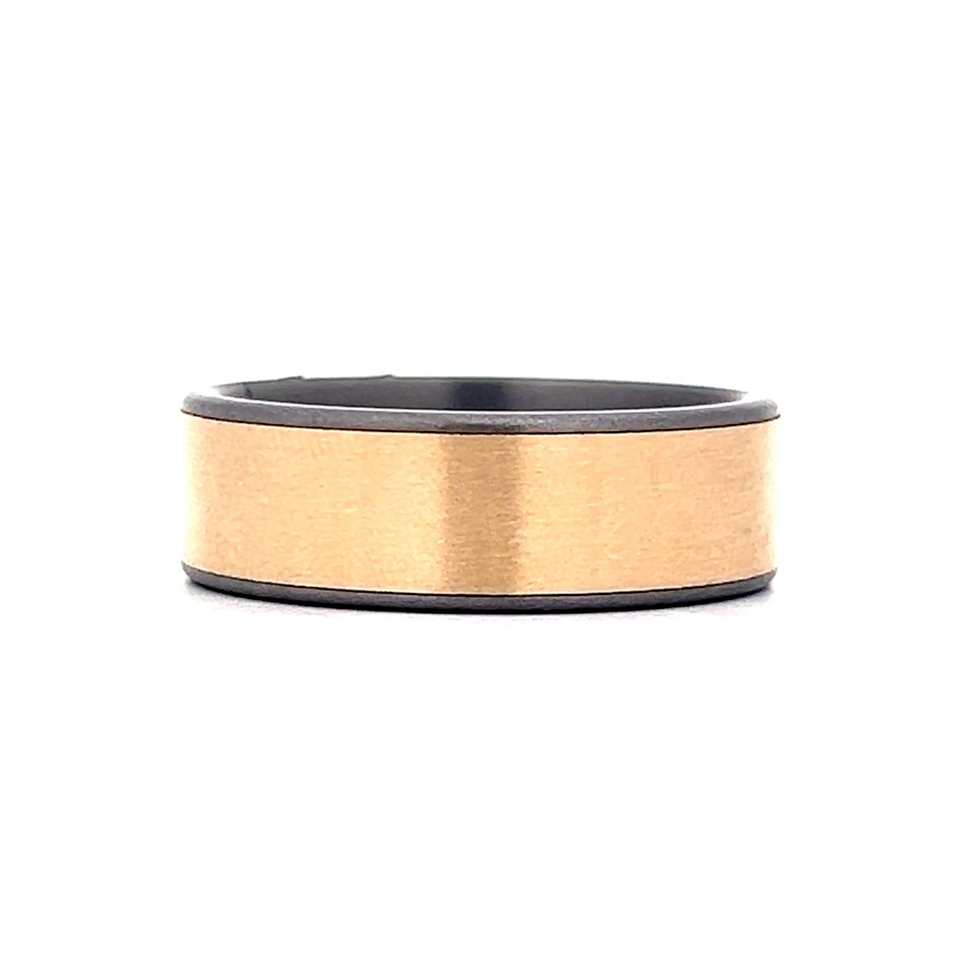 Mens Brushed Tantalum Wedding Band in 14k