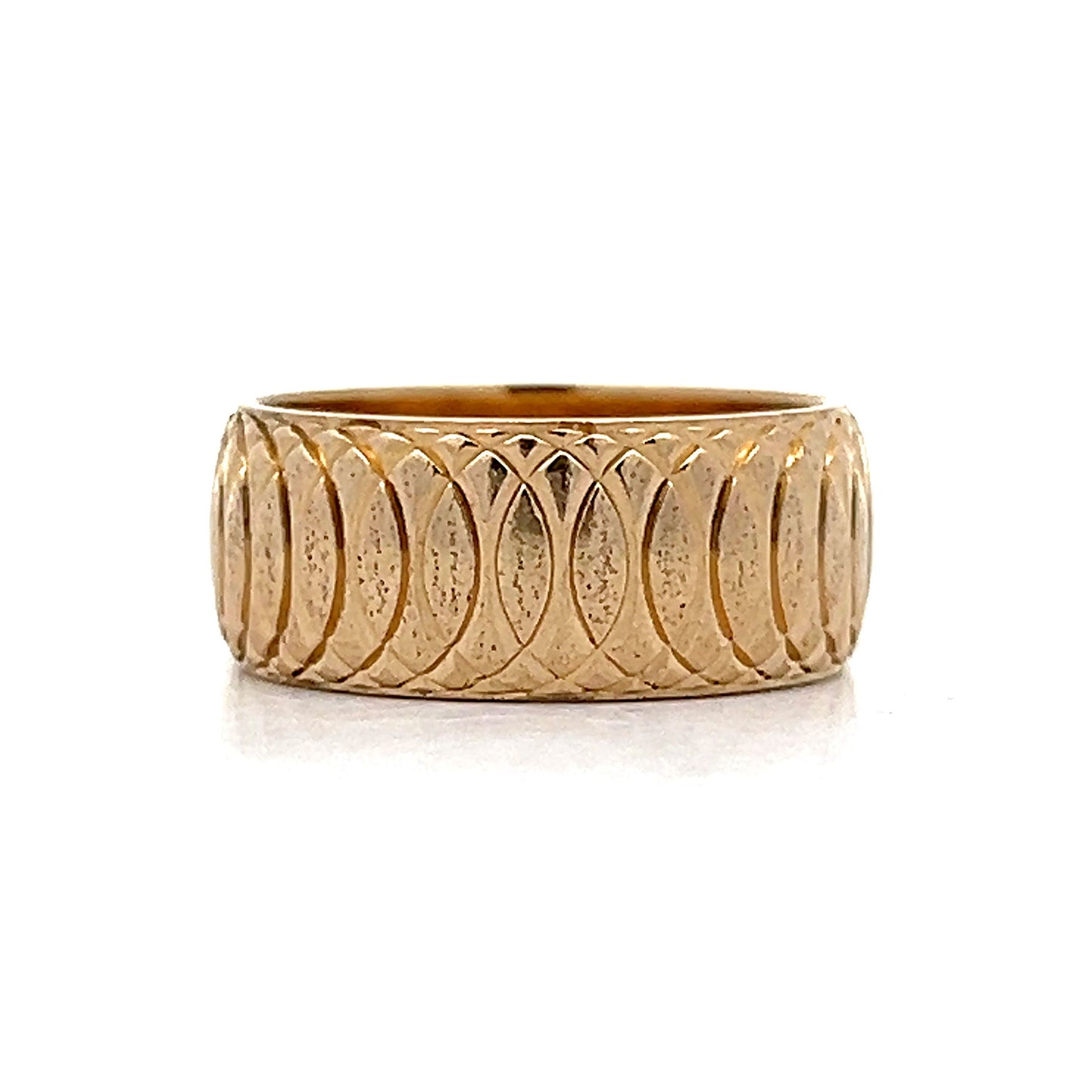 Circular Geometric Pattern Wedding Band in 14k
