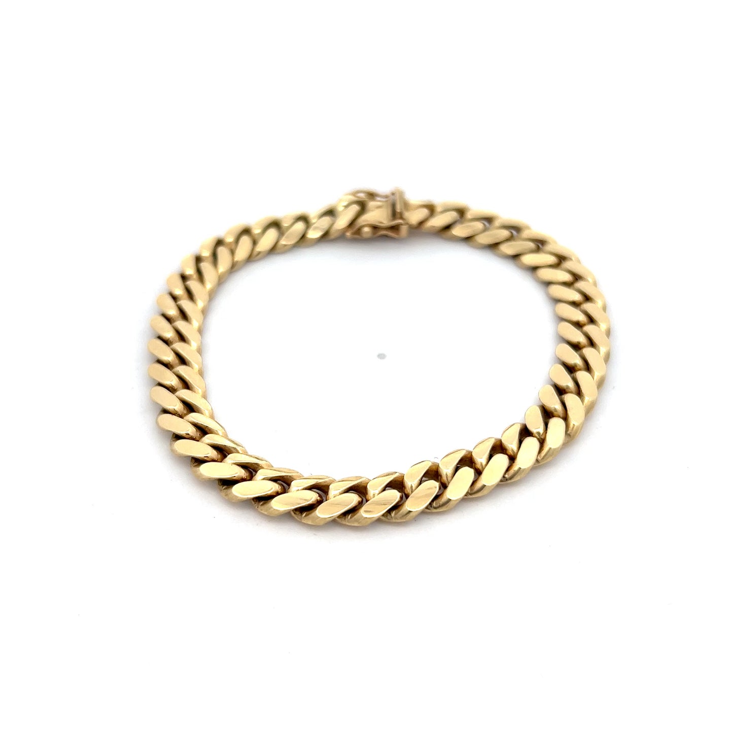 Mens Cuban Link Chain Bracelet in 14k Yellow Gold