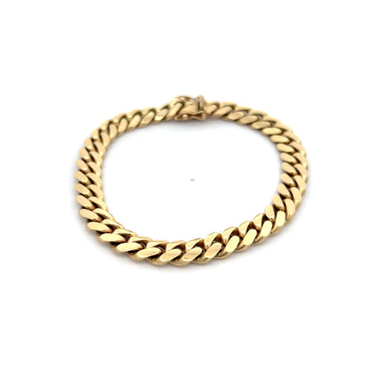 Mens Cuban Link Chain Bracelet in 14k Yellow Gold