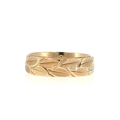 Men's Engraved Wedding Band 14k Yellow Gold