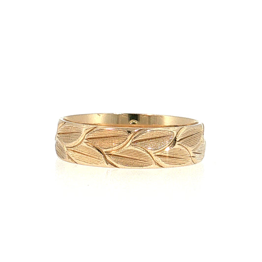 Men's Engraved Wedding Band 14k Yellow Gold