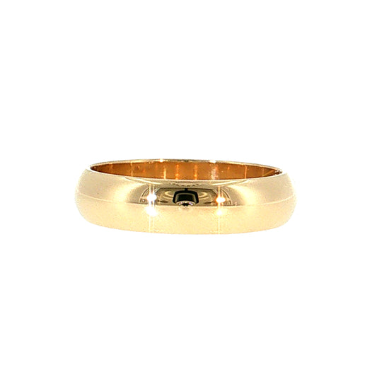 Men's Half Round Wedding Band 14k Yellow Gold