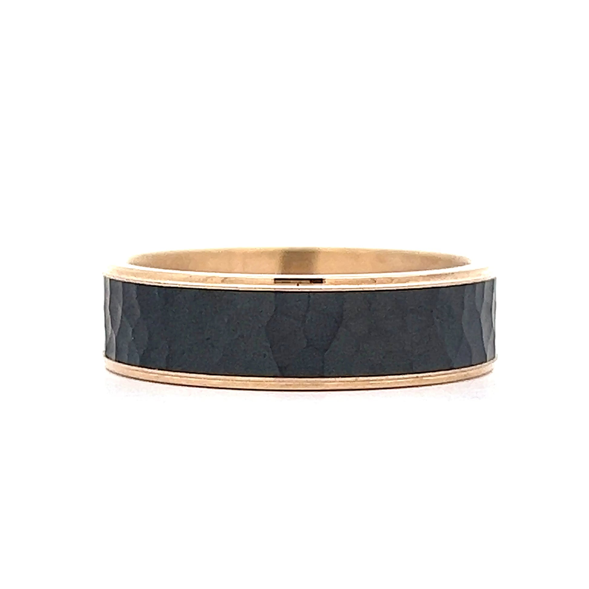Mens Hammered Tantalum Wedding Band in 14k