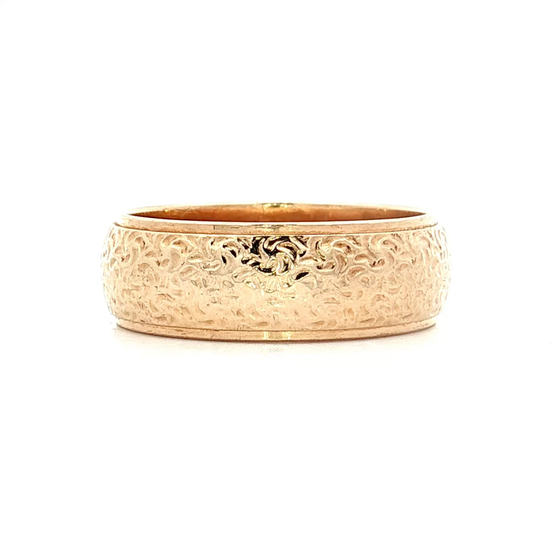 Mens Hammered Texture Wedding Band in 14k