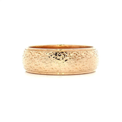 Mens Hammered Texture Wedding Band in 14k