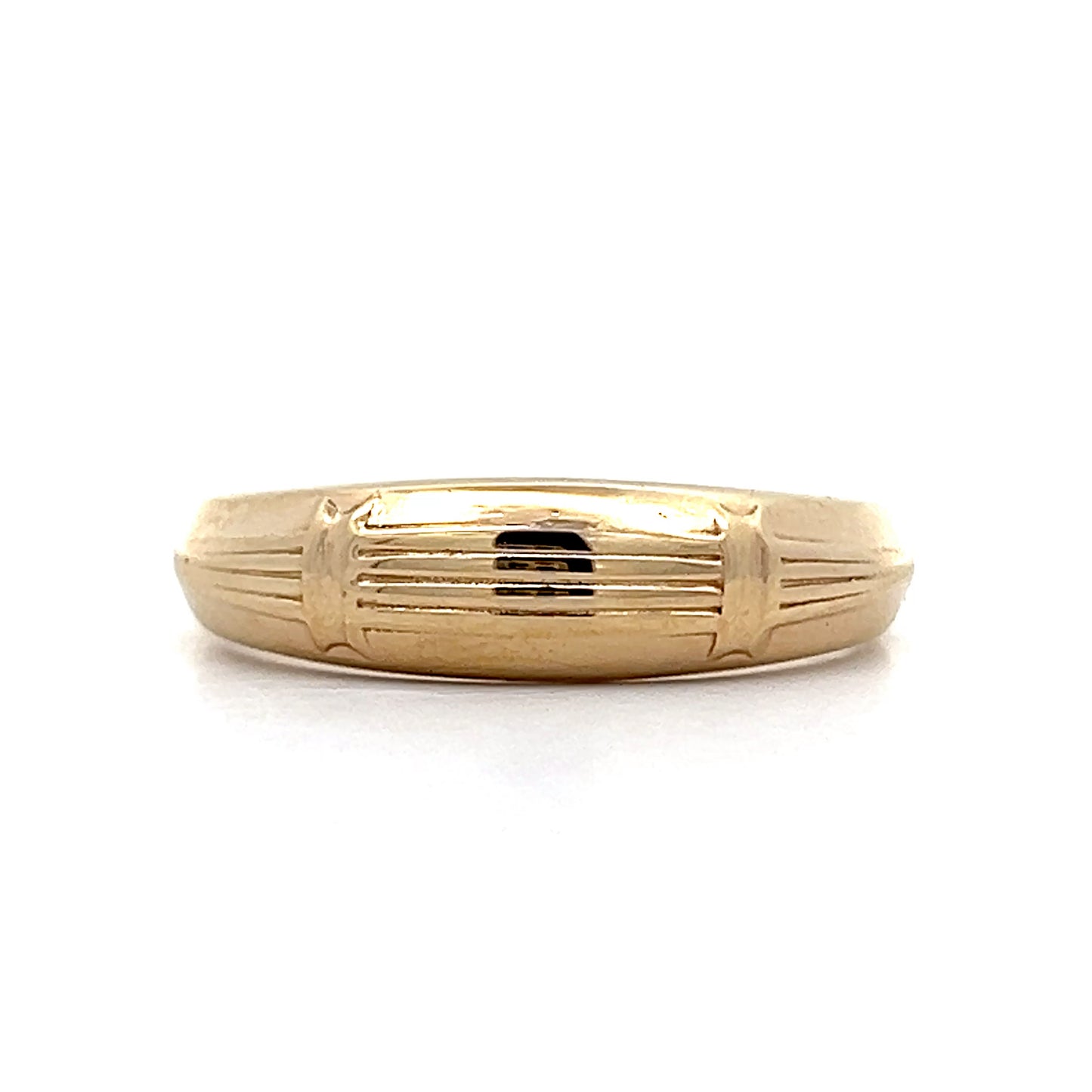 Mens Ridged Texture Wedding Band in 14k