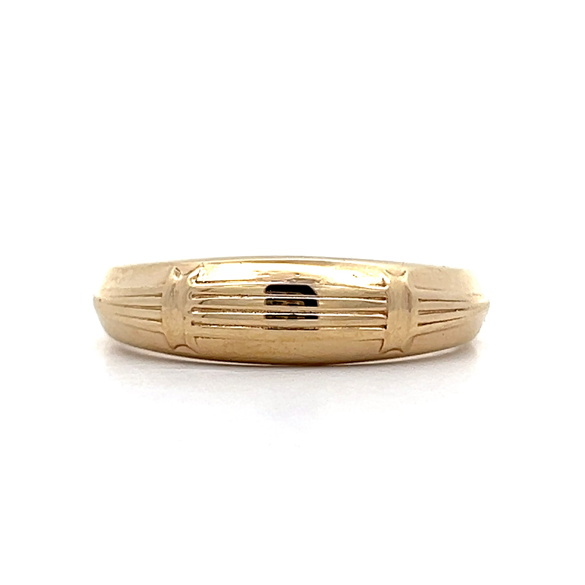 Mens Ridged Texture Wedding Band in 14k