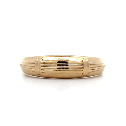 Mens Ridged Texture Wedding Band in 14k