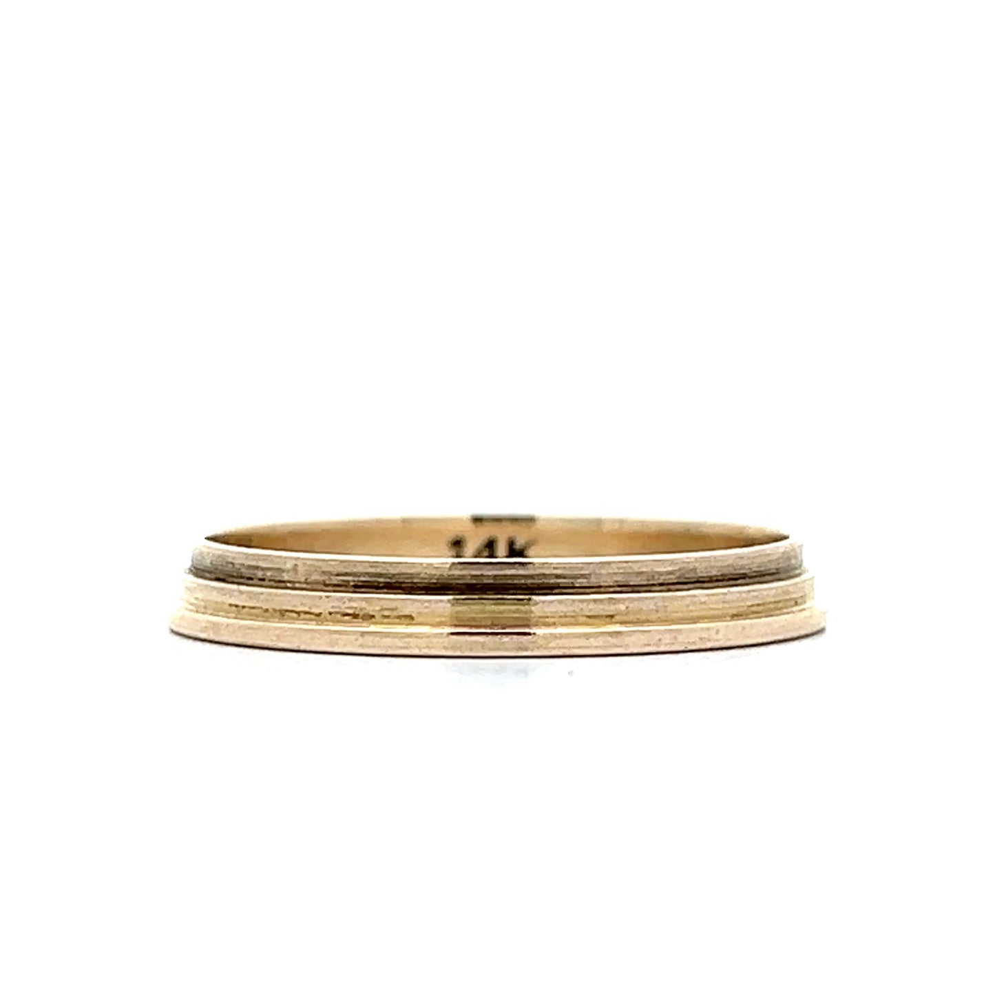 Mens Ridged Vintage Wedding Band in 14k Yellow Gold