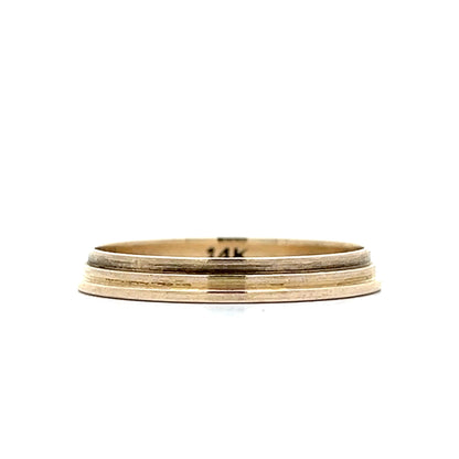 Mens Ridged Vintage Wedding Band in 14k Yellow Gold
