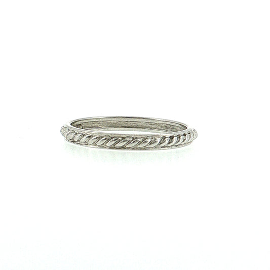 Men's Rope Textured Wedding Band 14k White Gold