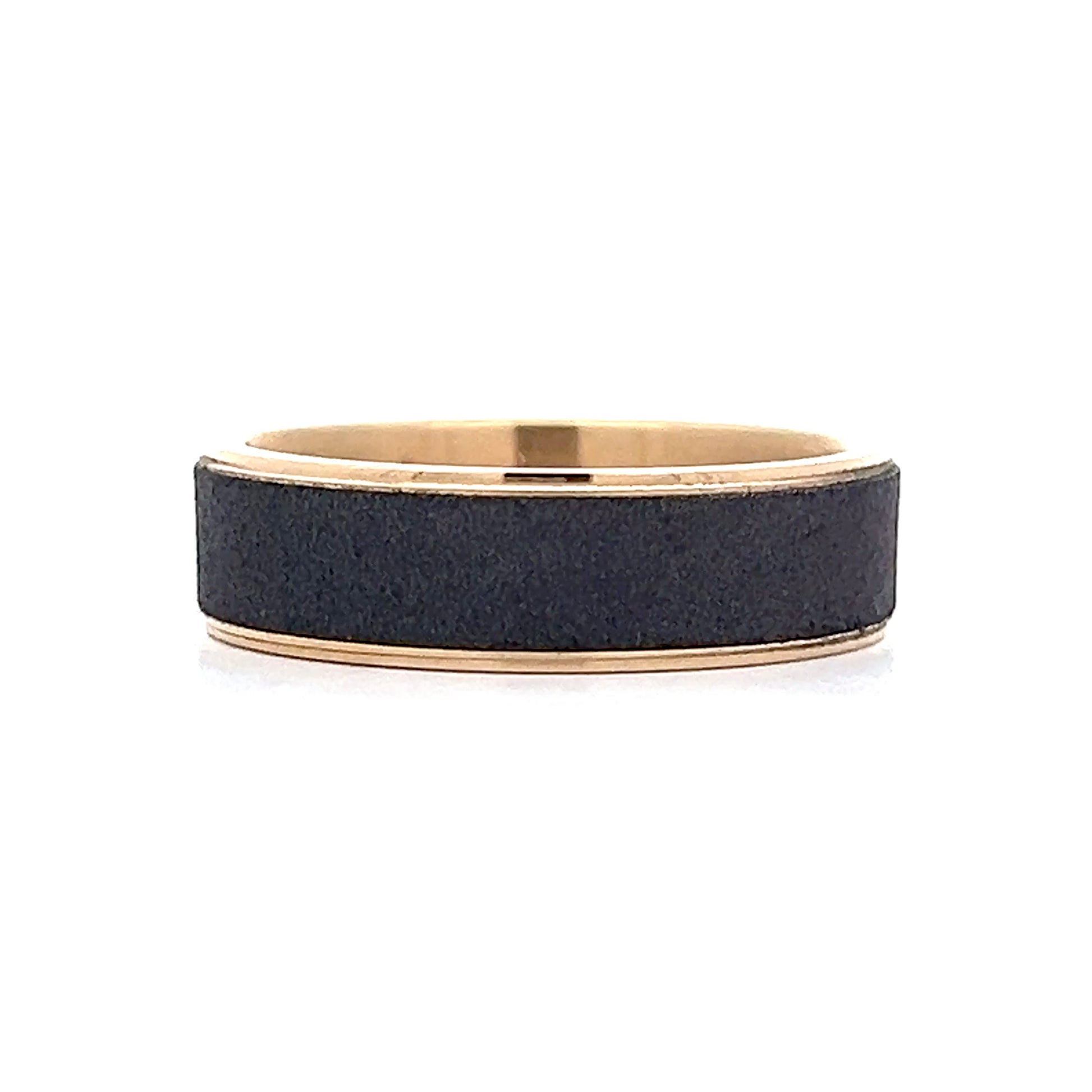 Mens Sandblast Tantalum Wedding Band in 14k