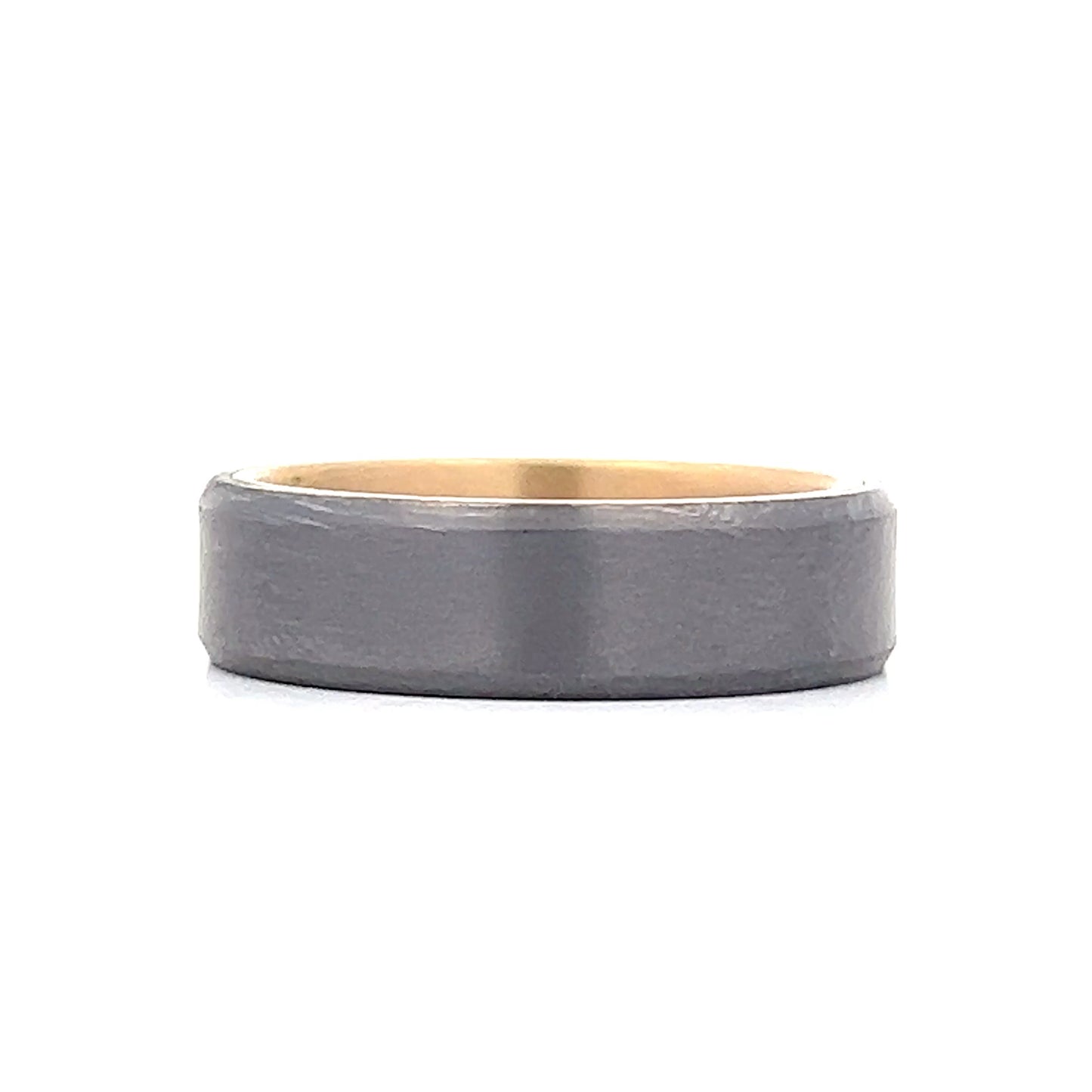 Mens Satin Finished Tantalum Wedding Band in 14k