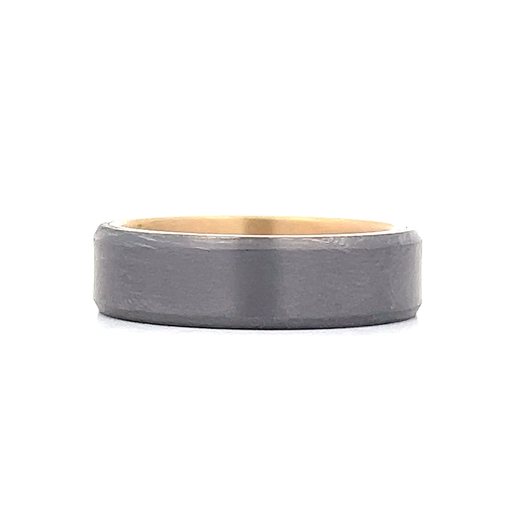 Mens Satin Finished Tantalum Wedding Band in 14k