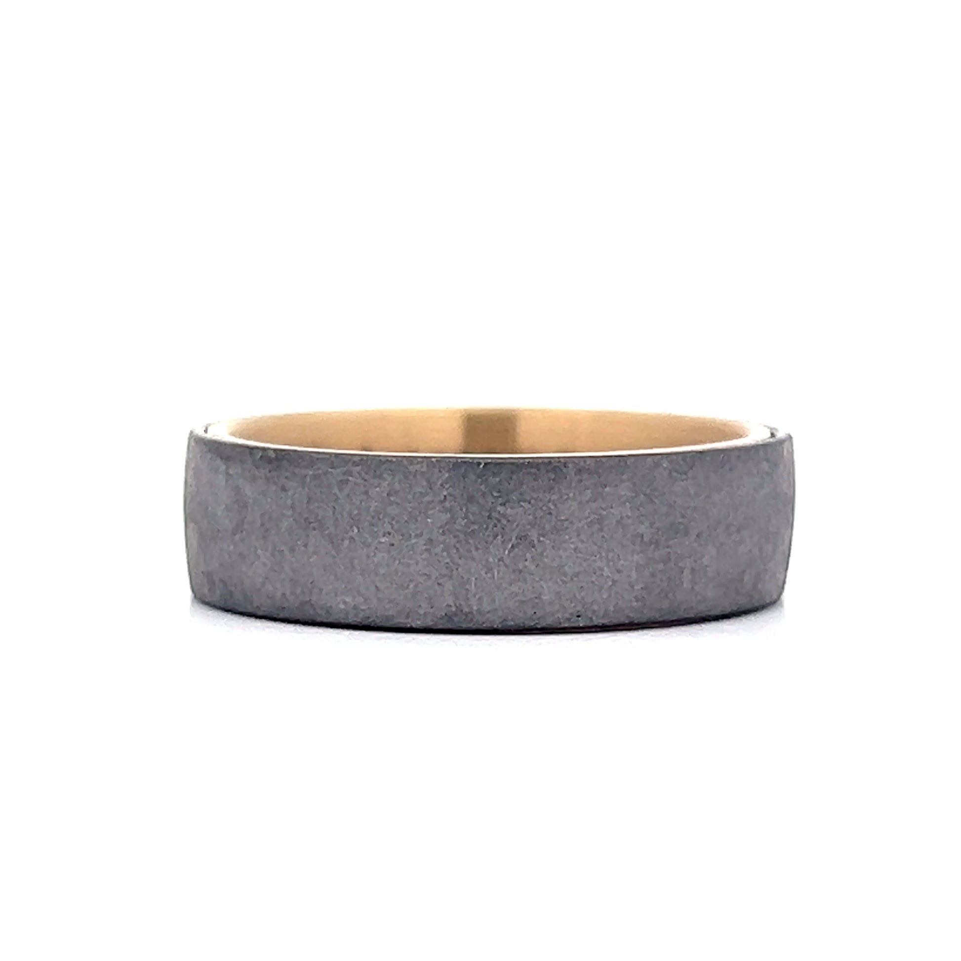 Mens Tantalum Brush Finish Wedding Band in 14k