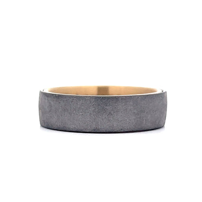 Mens Tantalum Brush Finish Wedding Band in 14k