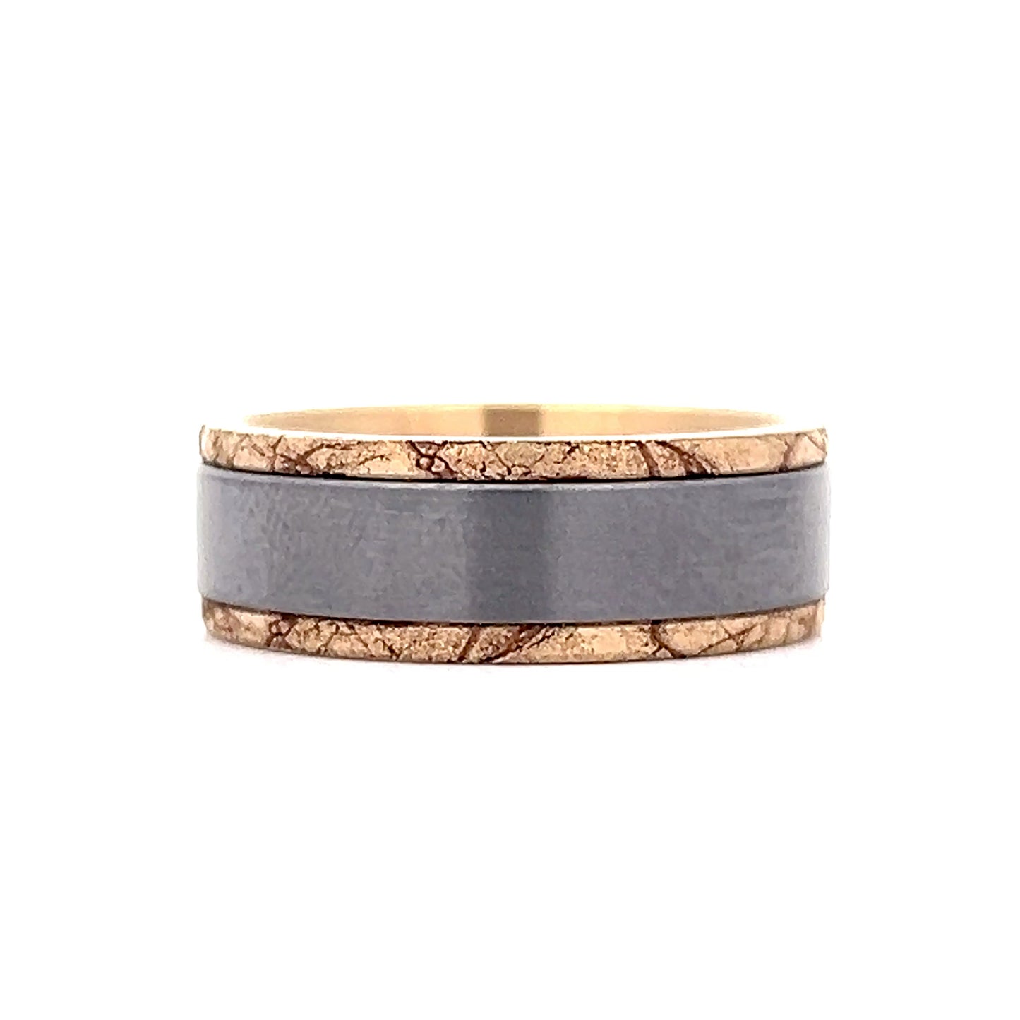 Mens Tantalum Wedding Band in 14k Yellow Gold
