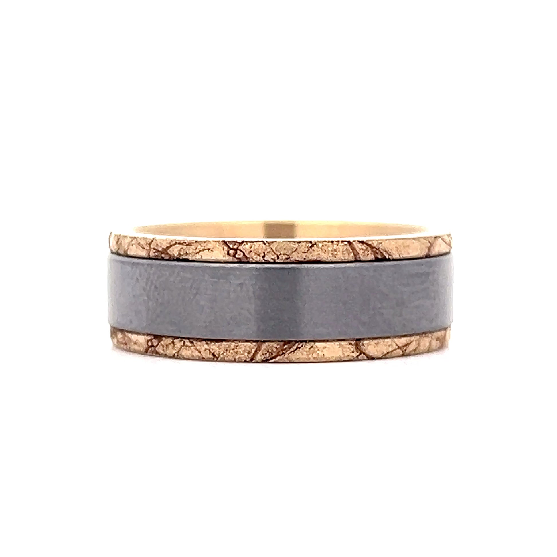 Mens Tantalum Wedding Band in 14k Yellow Gold