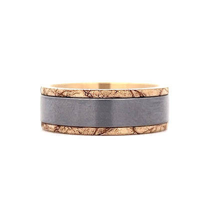 Mens Tantalum Wedding Band in 14k Yellow Gold