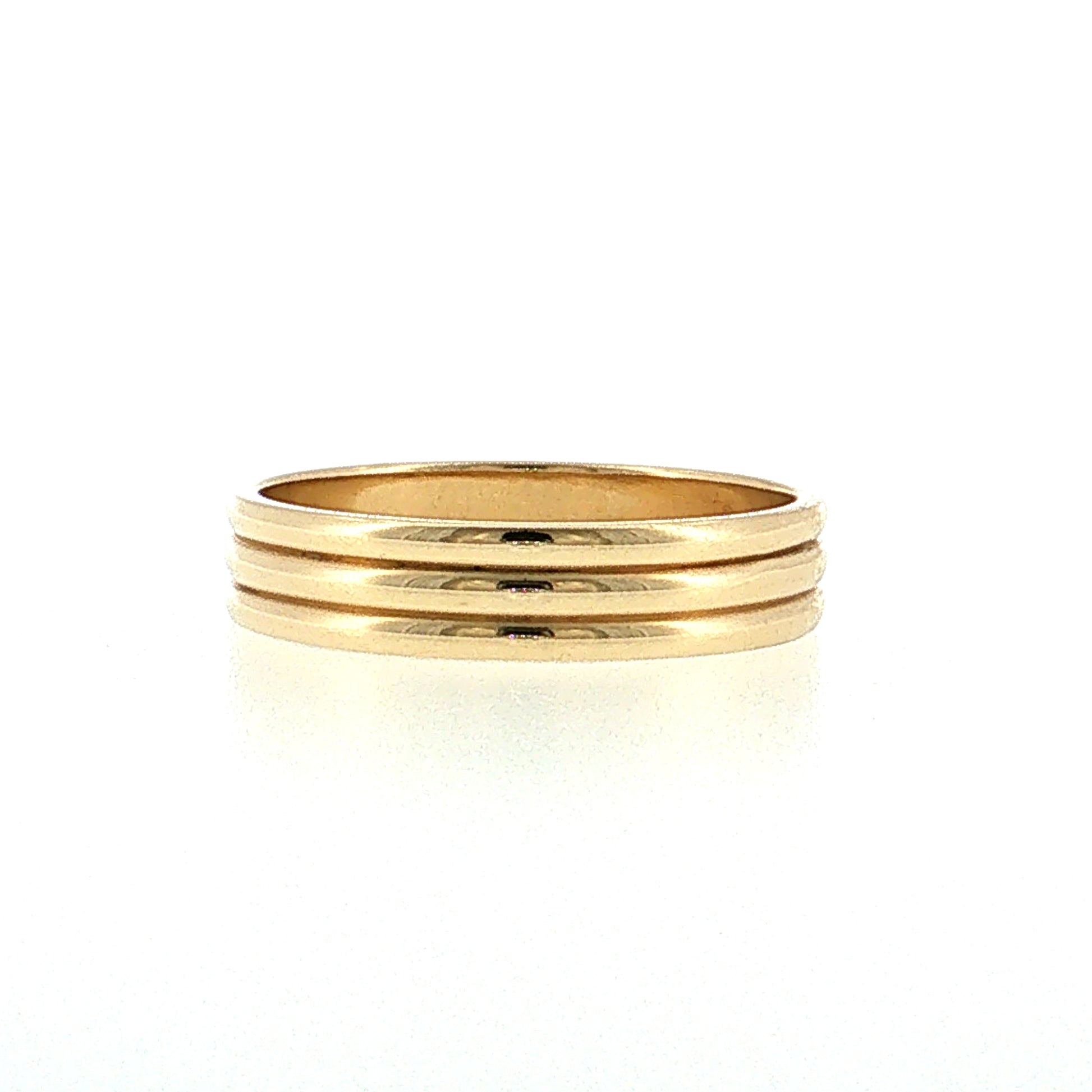 Men's Triple Ridge Wedding Band 14k Yellow Gold