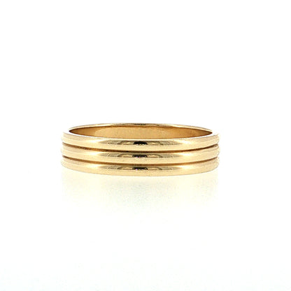 Men's Triple Ridge Wedding Band 14k Yellow Gold