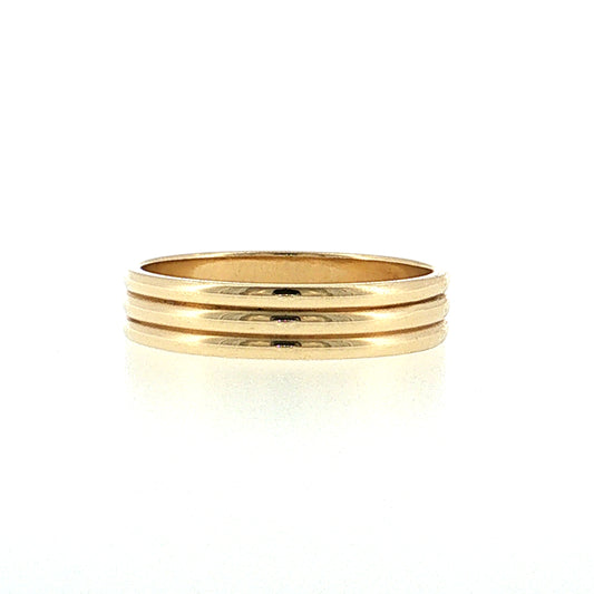 Men's Triple Ridge Wedding Band 14k Yellow Gold