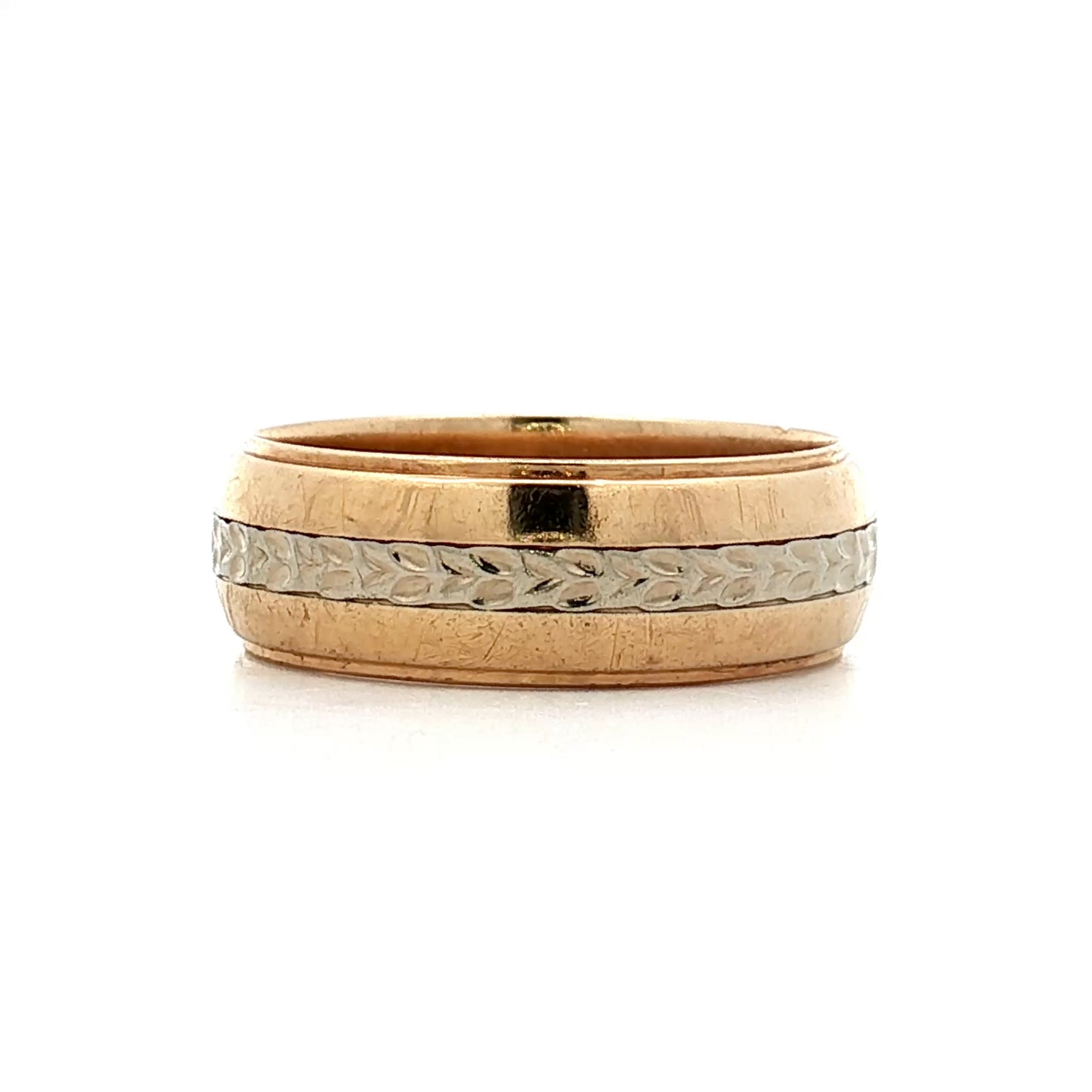 Mens Vintage 1950s Two-Tone Wedding Band 14k