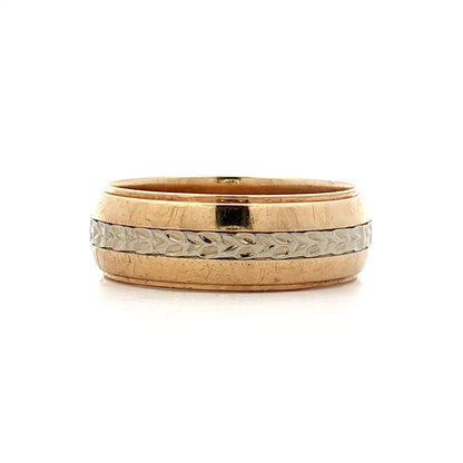 Mens Vintage 1950s Two-Tone Wedding Band 14k