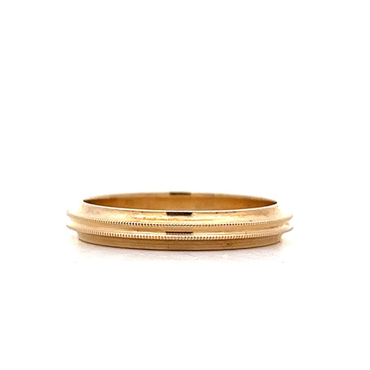 Mens Vintage Double Milgrain Wedding Band in 14k