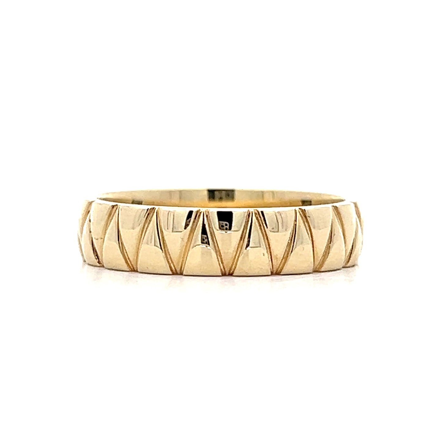 Mens Vintage Inspired Geometric Wedding Band in 14k