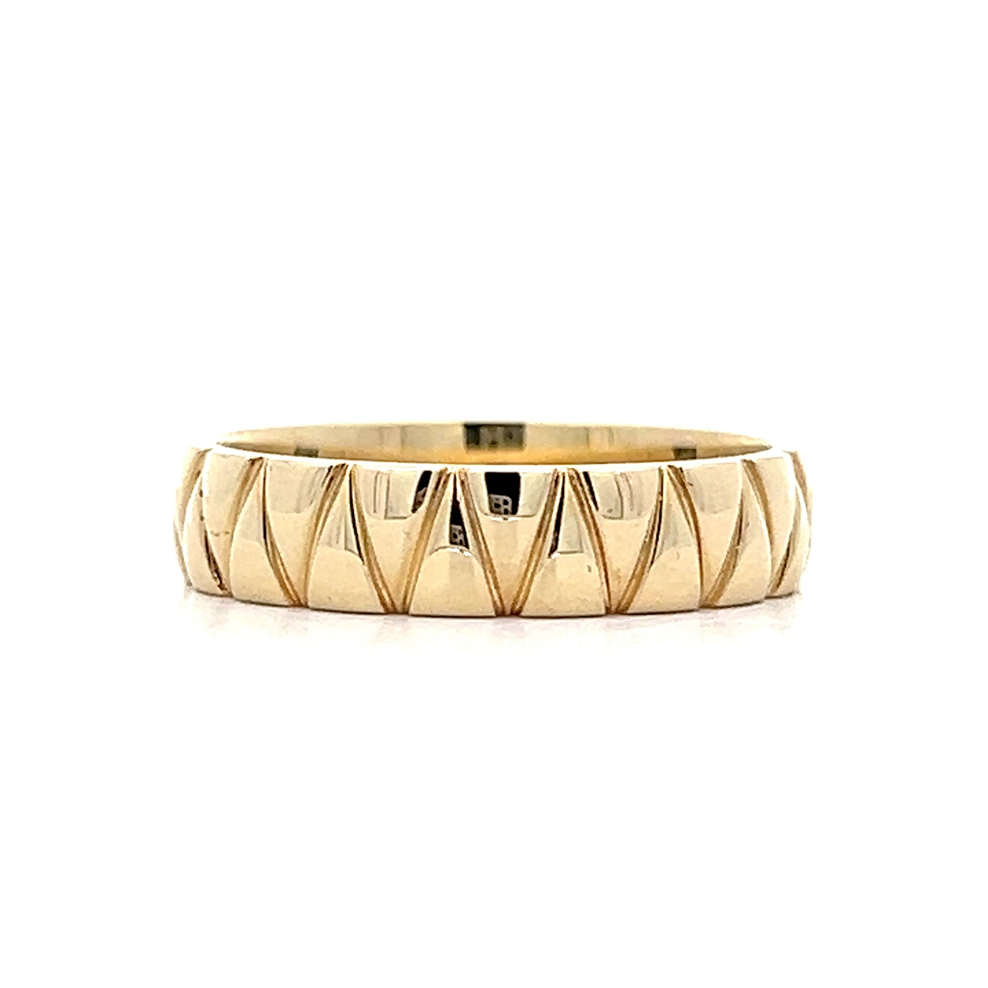 Mens Vintage Geometric Wedding Band in 14k 