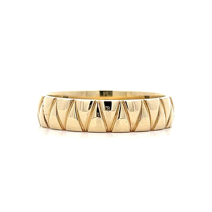 Mens Vintage Geometric Wedding Band in 14k 