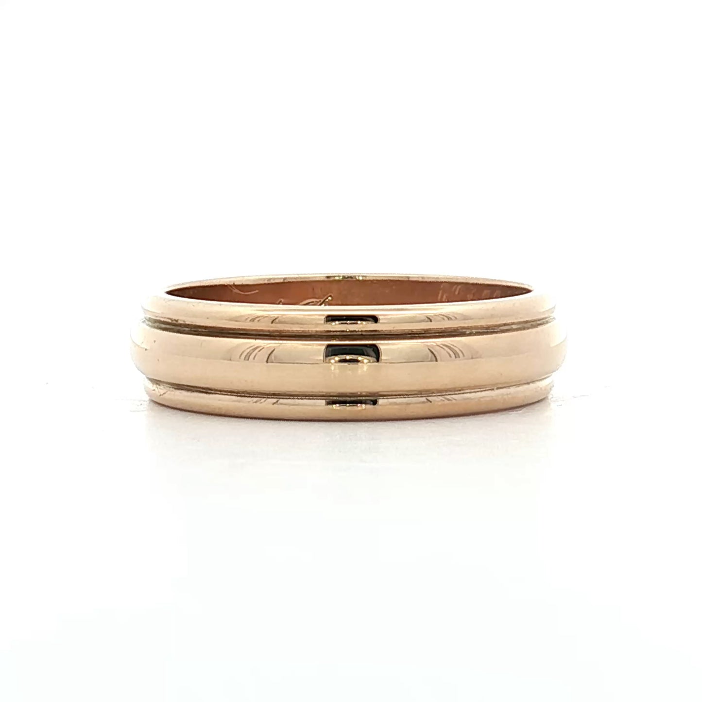 Mens Vintage Retro Ridged Wedding Band 14k