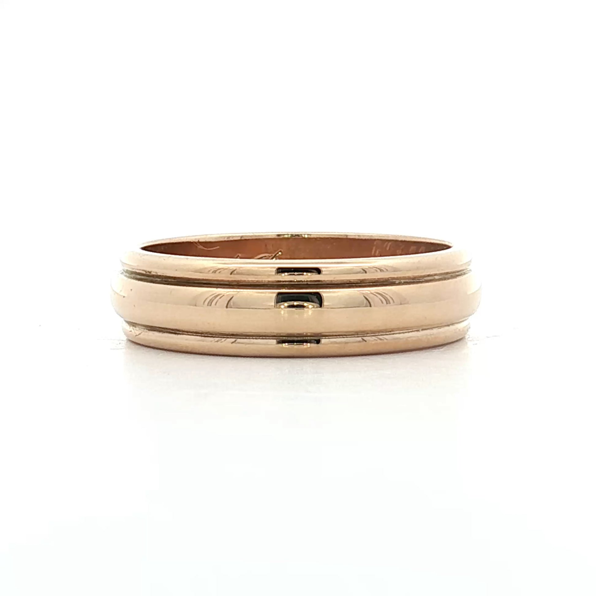 Mens Vintage Retro Ridged Wedding Band 14k