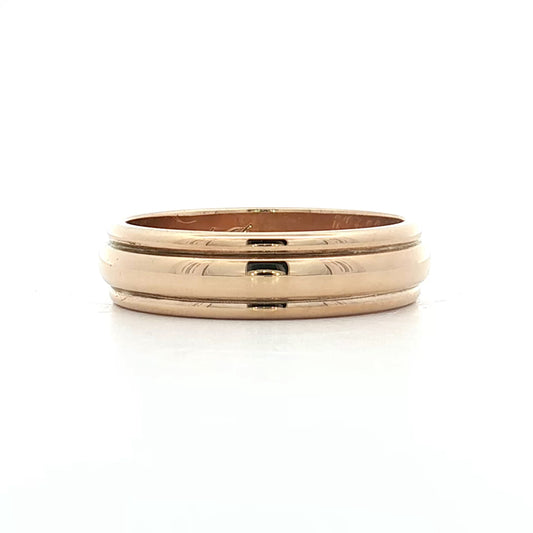 Mens Vintage Retro Ridged Wedding Band 14k