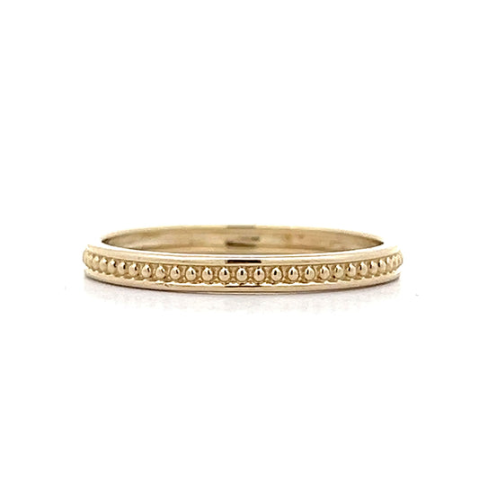 Milgrain Textured Wedding Band in 14k Yellow Gold