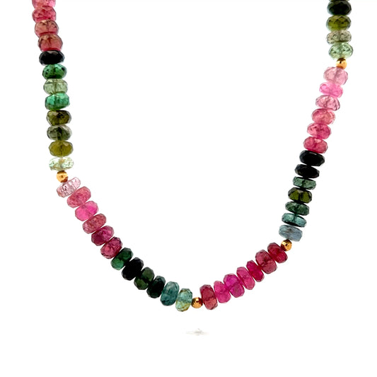Multi-Colored Tourmaline Necklace 18k Yellow Gold