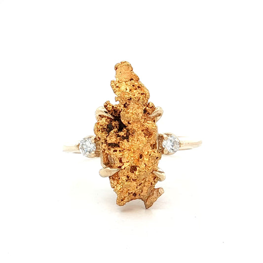 Natural Gold Nugget Cocktail Ring 24/14k Yellow Gold