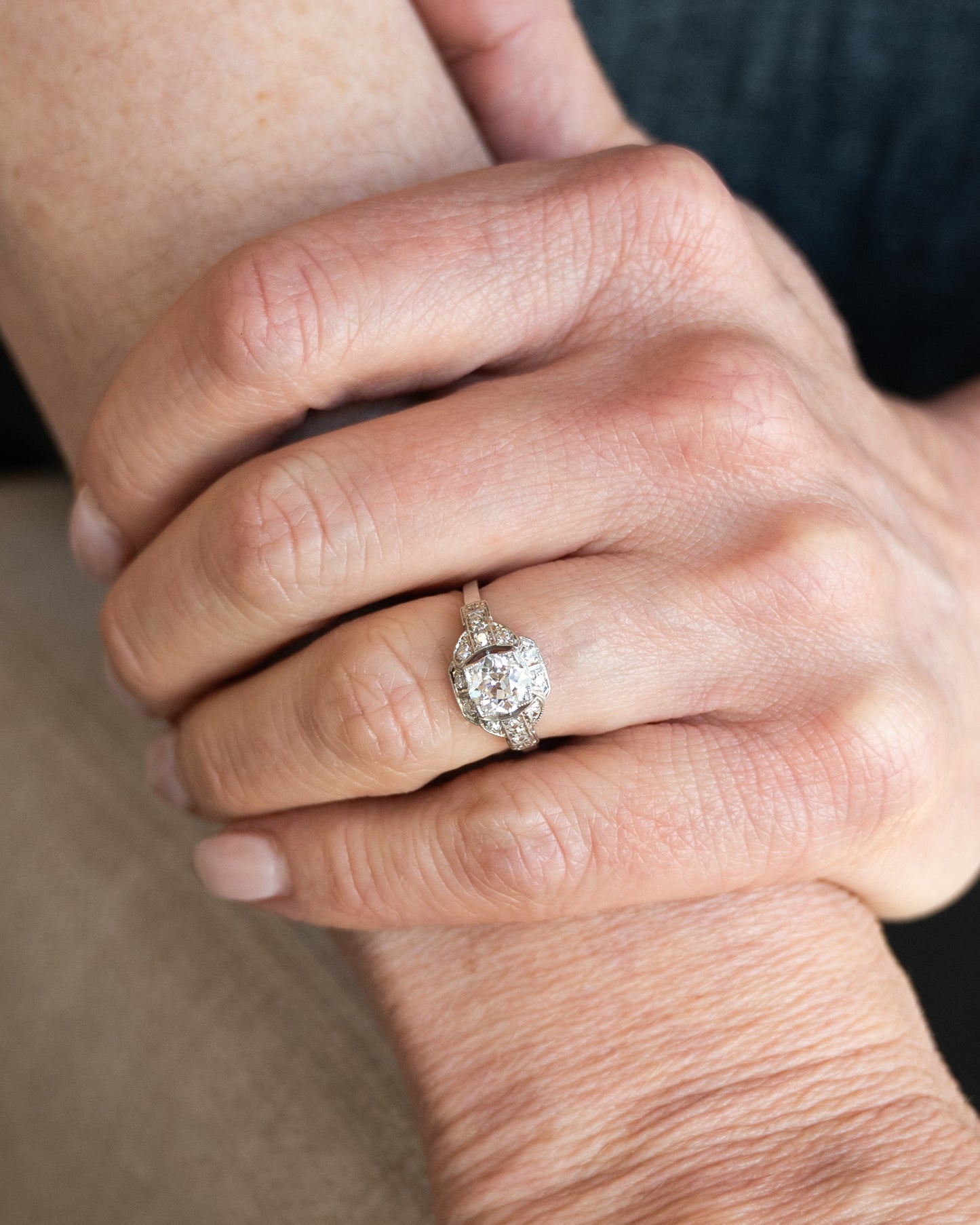 1.04 Art Deco Diamond Engagement Ring Platinum