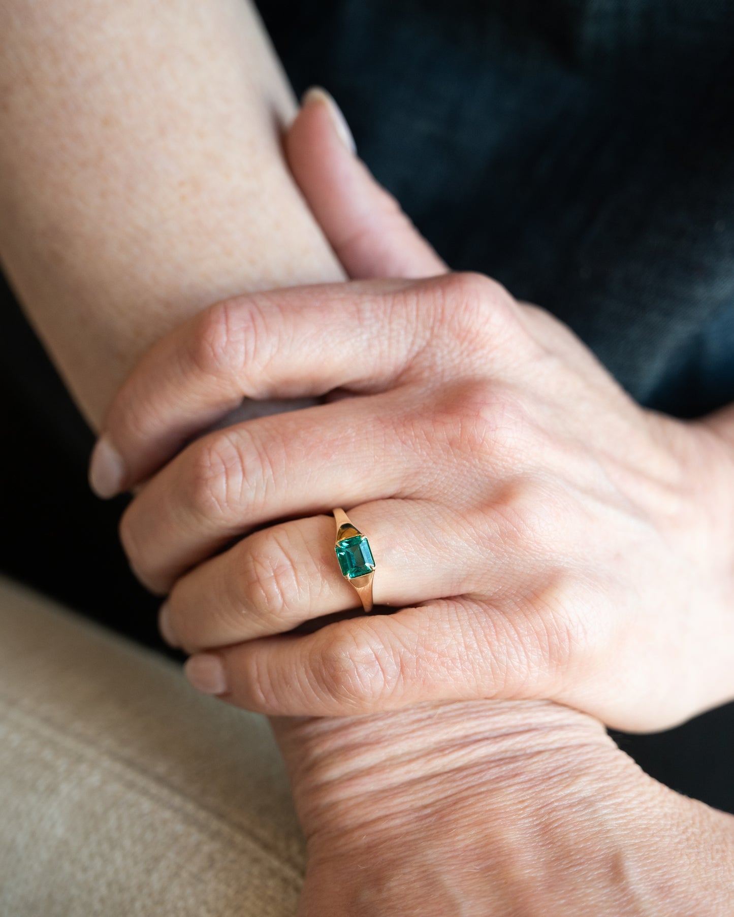 1.12 Emerald Cut Emerald Engagement Ring 14k