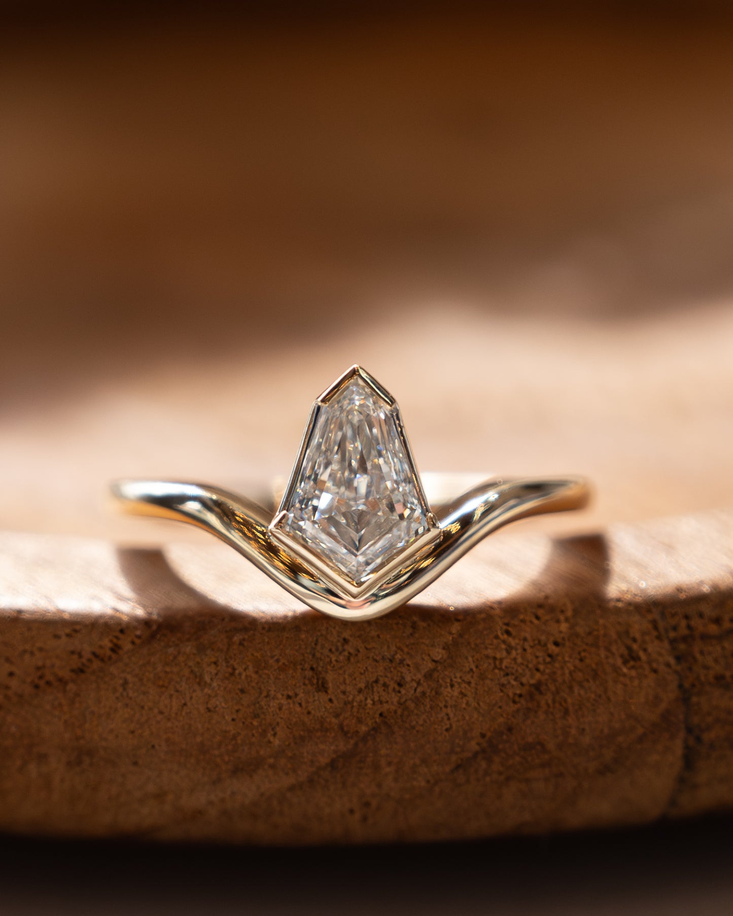 1.01 Kite Diamond Engagement Ring 14k Yellow Gold